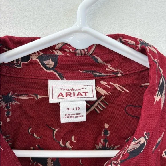 Ariat Red Button Down Shirt for Women - Picture 3 of 6